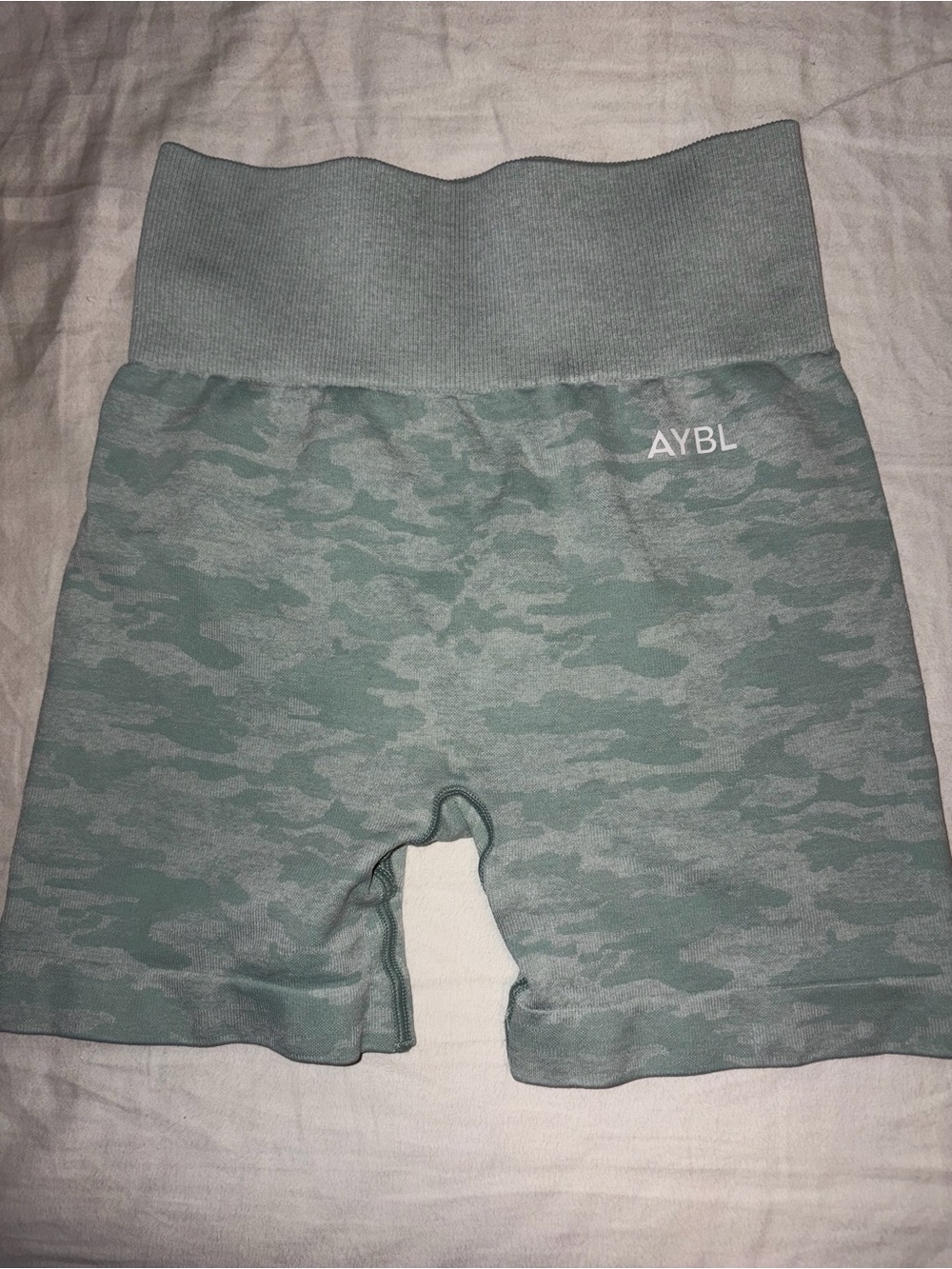 AYBL Green Camo High-Waist Bike Shorts